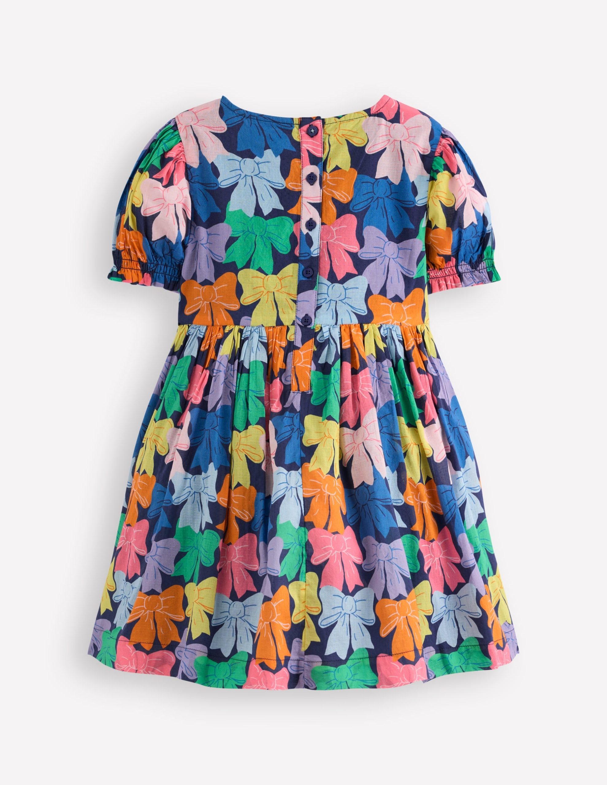 Madeline Woven Dress-Multi Rainbow Bows - Image 2