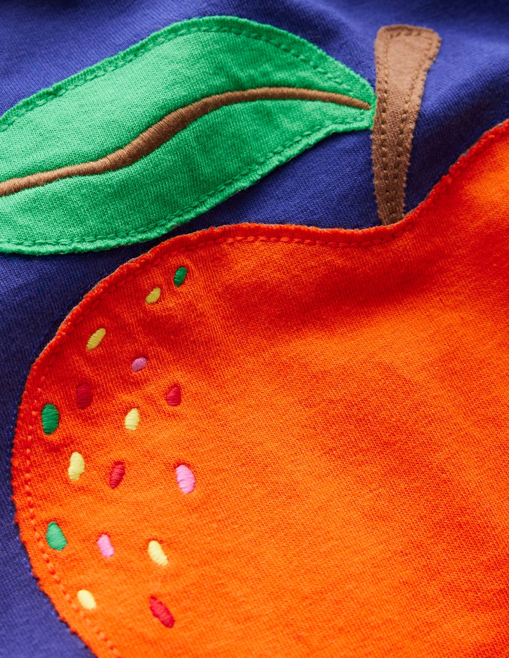 Short Sleeve Appliqu?? T-shirt-Starboard Blue Apple - Image 3