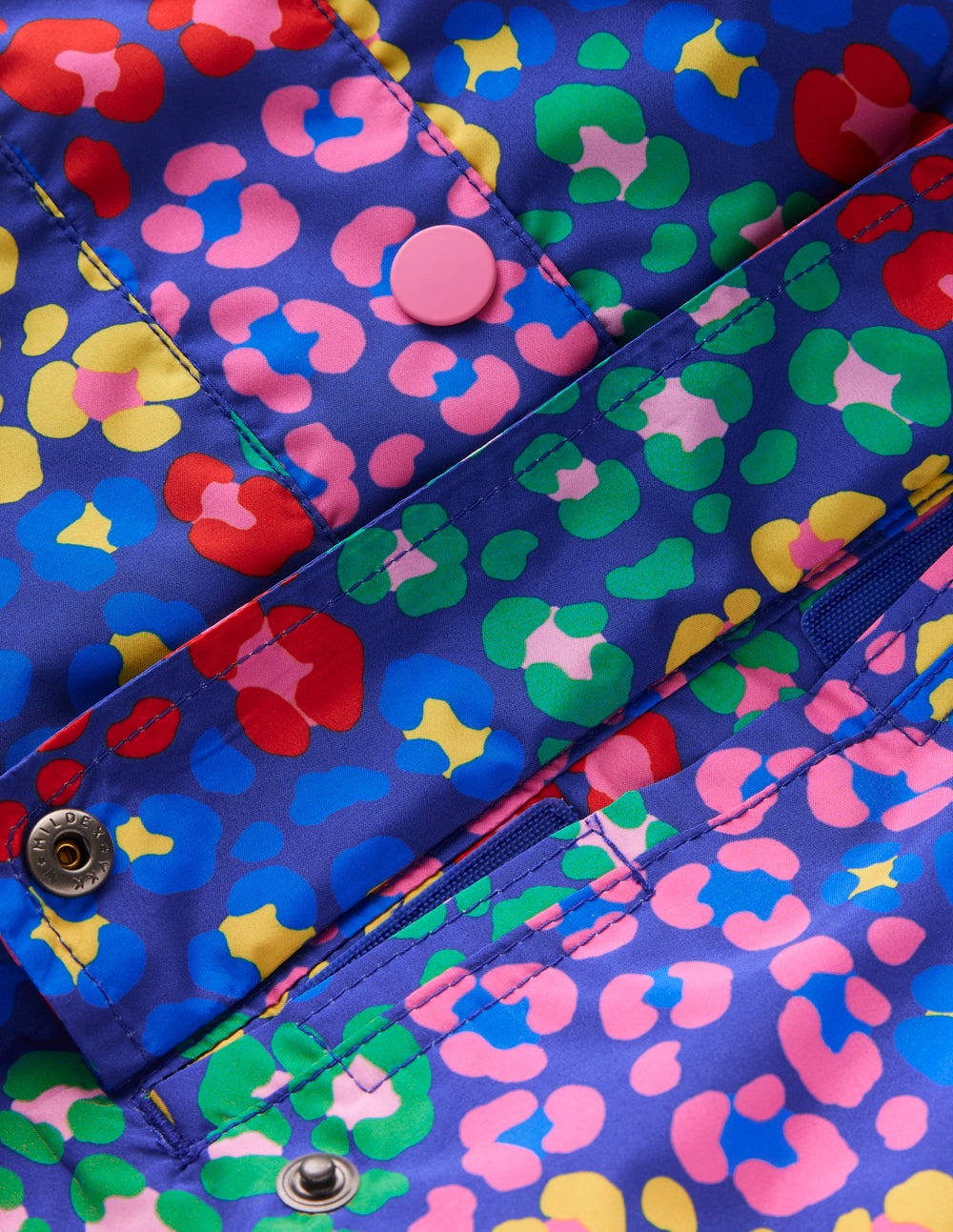 Waterproof Pack-away Jacket-Bright Blue Multi Leopard - Image 3