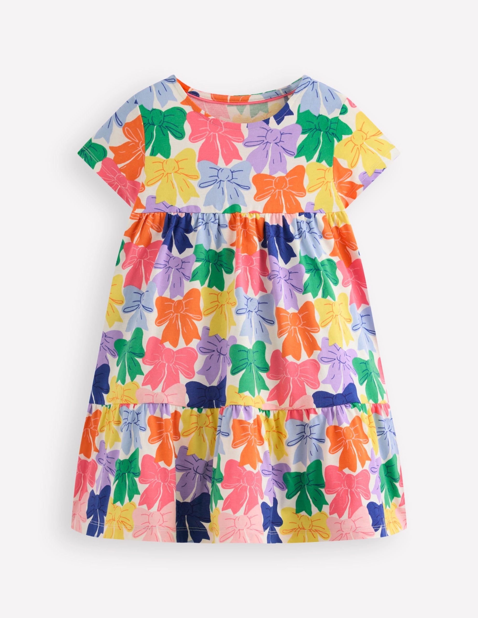 Ariel Twirly Jersey Dress-Multi Rainbow Bows - Image 4