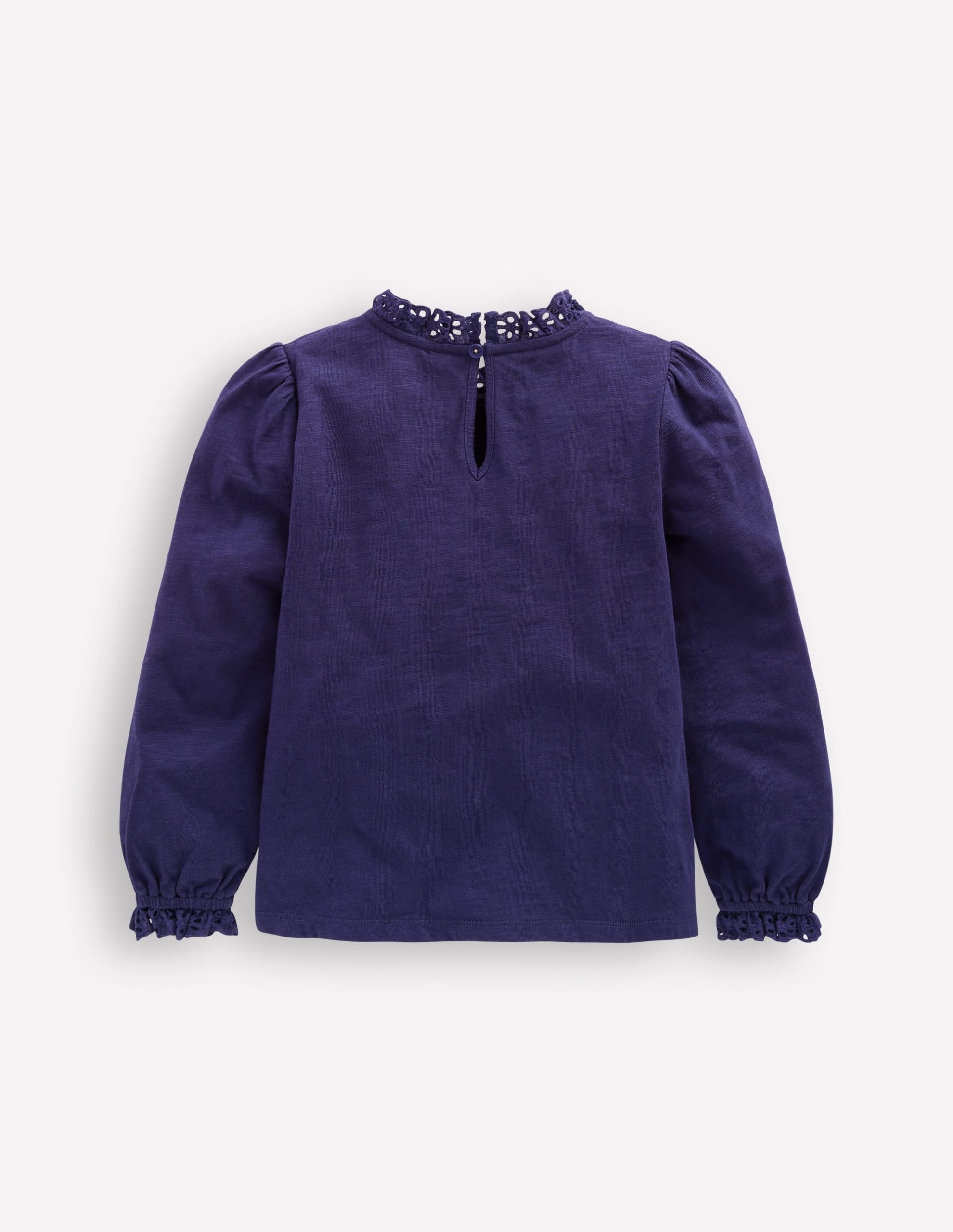 Broderie Trim Jersey Top-Starboard Blue - Image 3