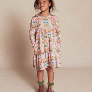 Ariel Long Sleeve Twirly Dress-Vintage Pink Pansy