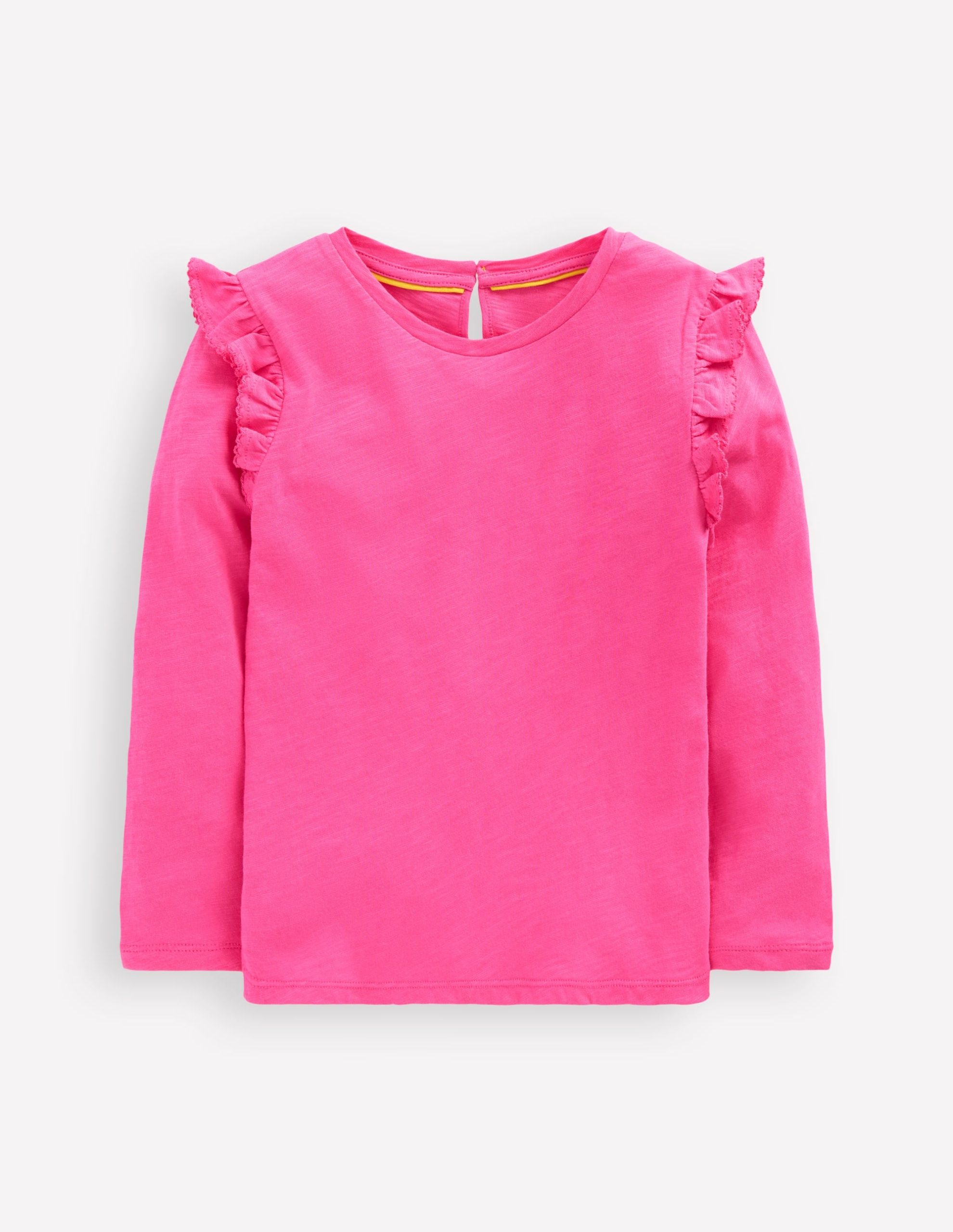 Frill Sleeve Slub Top-Sorbet Pink