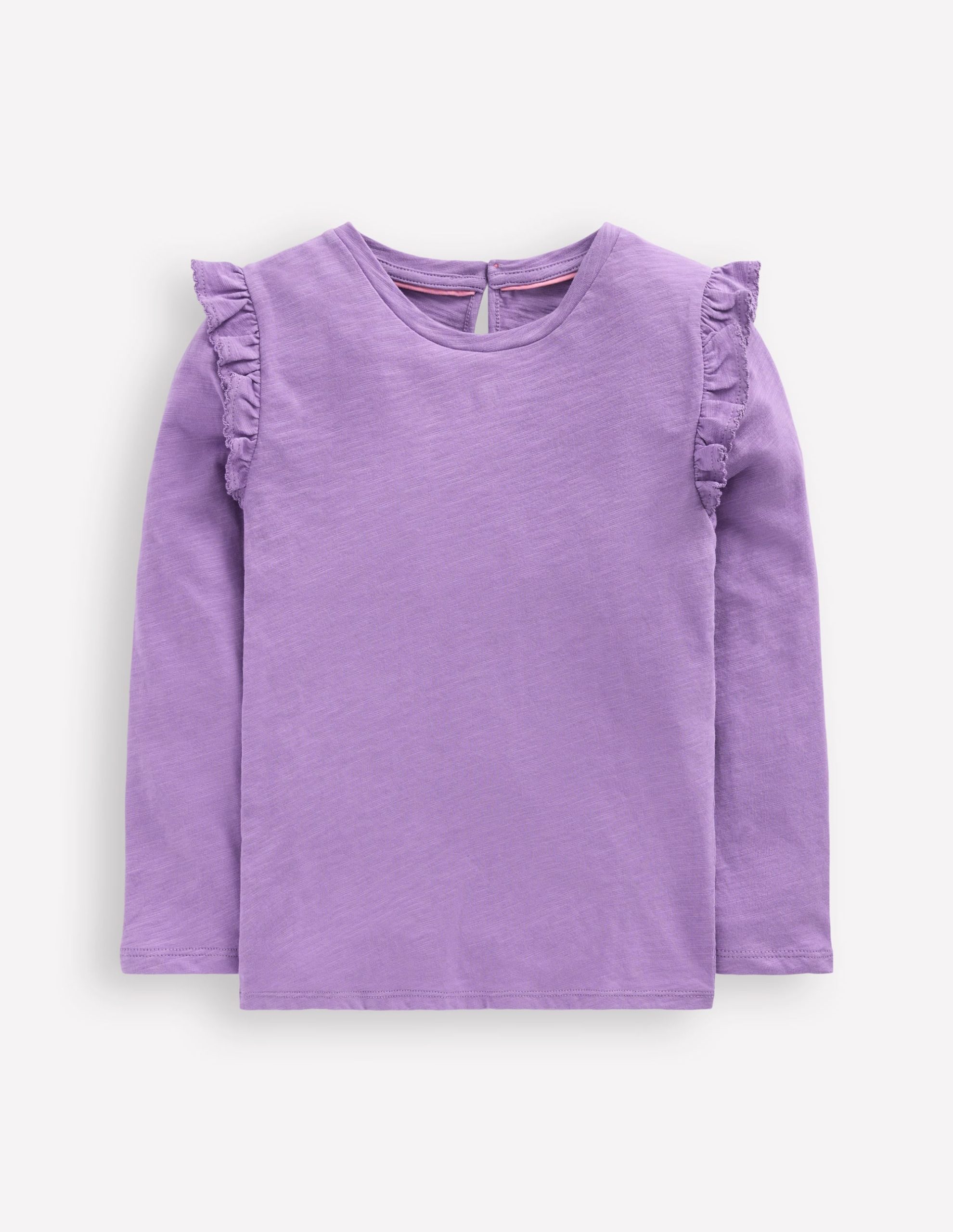 Frill Sleeve Slub Top-Aster Purple