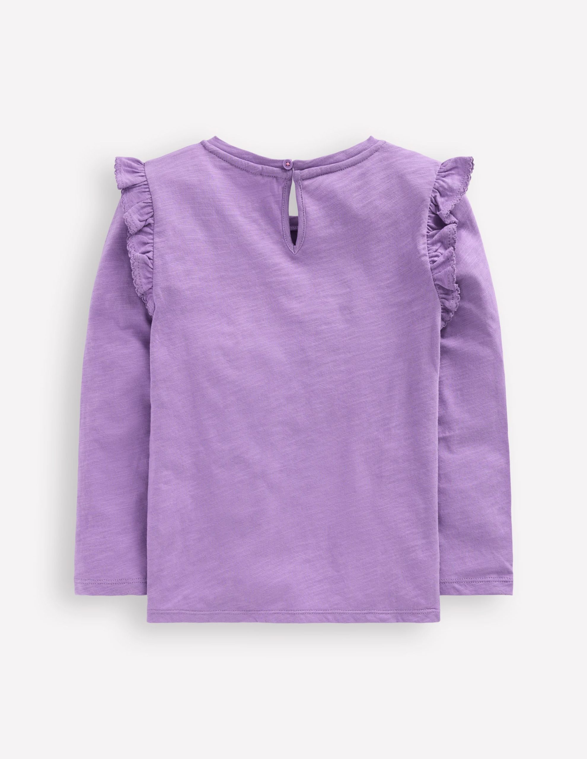 Frill Sleeve Slub Top-Aster Purple - Image 2
