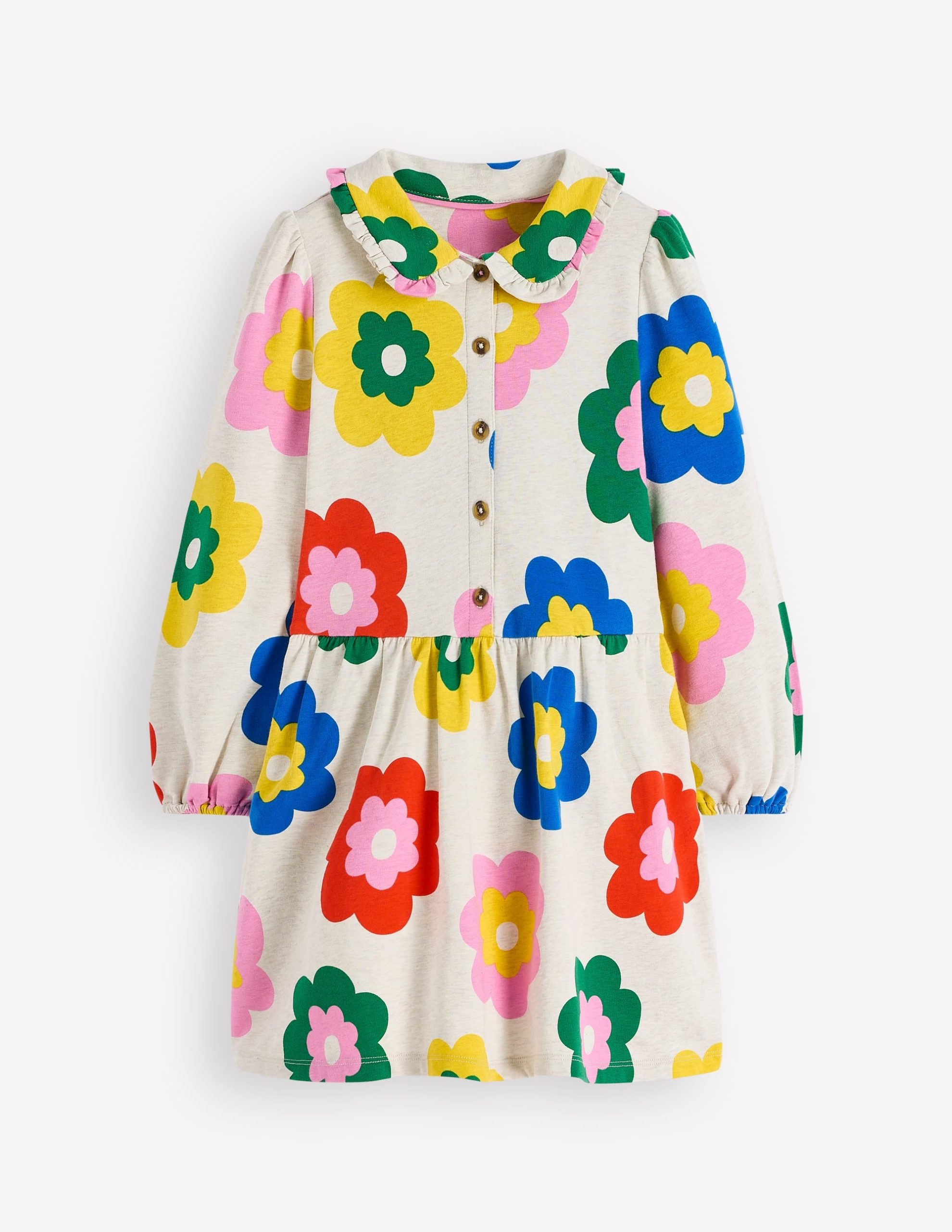Cosy Jersey Shirt Dress-Multi Large Flower - Image 2