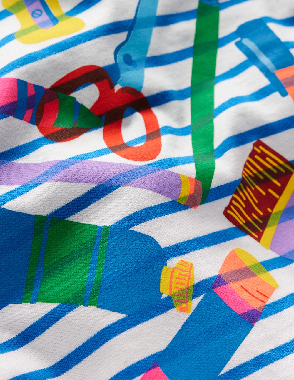 Long Sleeve Riso T-Shirt-Soft Ivory/Kingfisher Blue - Image 3