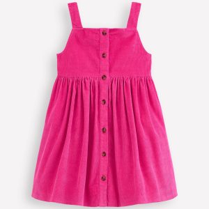 Button-through Pinafore Dress-Raspberry Pink