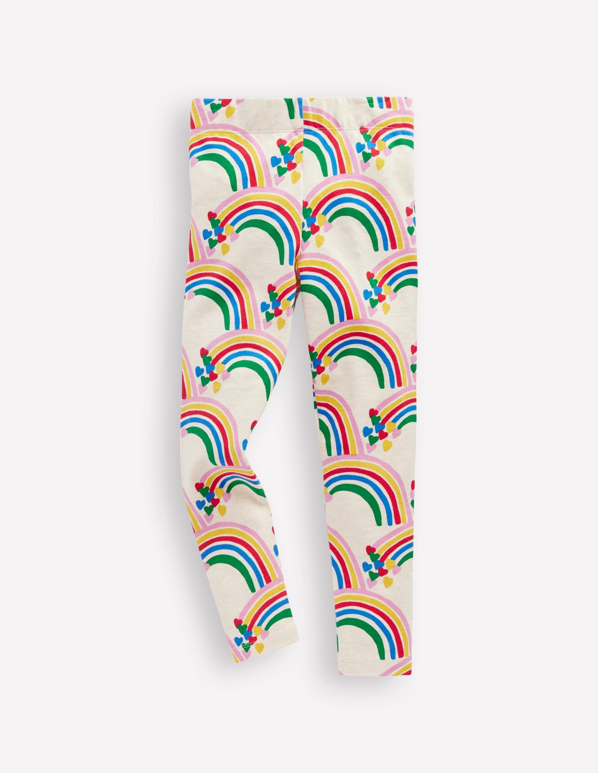 Fun Leggings-Oatmeal Marl Rainbow Hearts