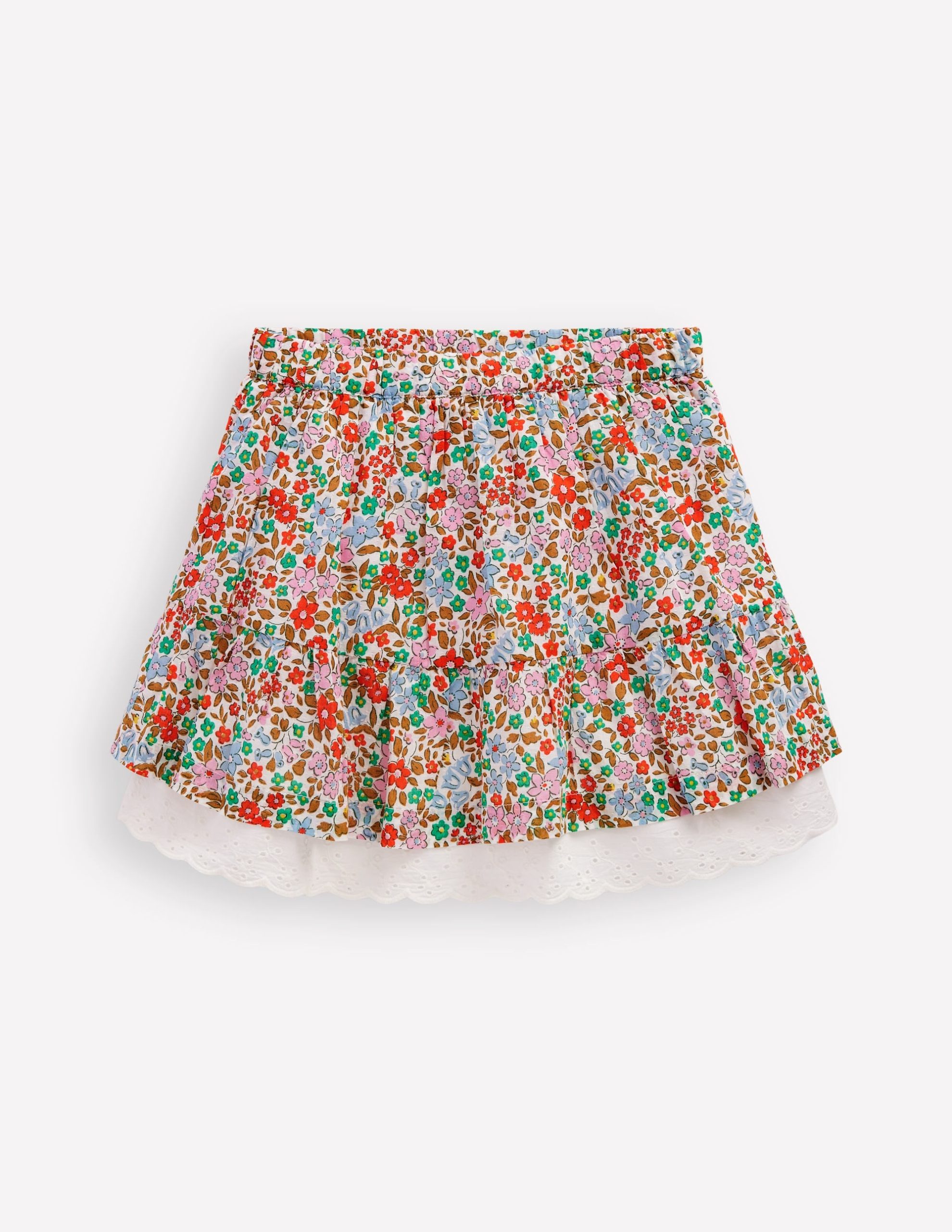 Printed Pull-on Woven Skirt-Rose Pink Flowerbed