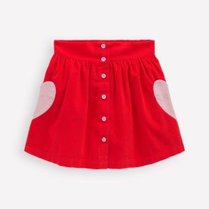 Button-through Mini Skirt-Rockabilly Red Hearts