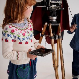 Edie Fair Isle Cardigan-Ecru Marl Flowers