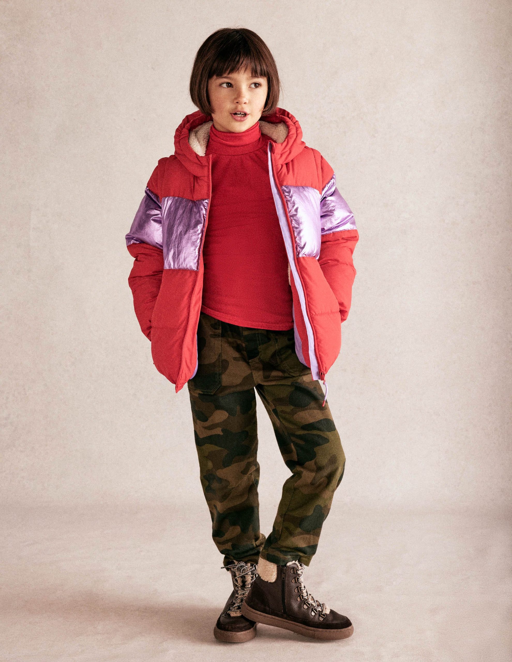 2-in-1 Padded Coat-Red/Pink Metallic - Image 2