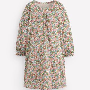 Printed Long Sleeve Nightie-Coconut Milk Berry Floral