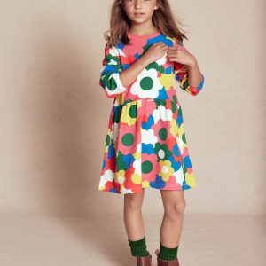 Loopback Sweat Dress-Multi Rainbow Flower