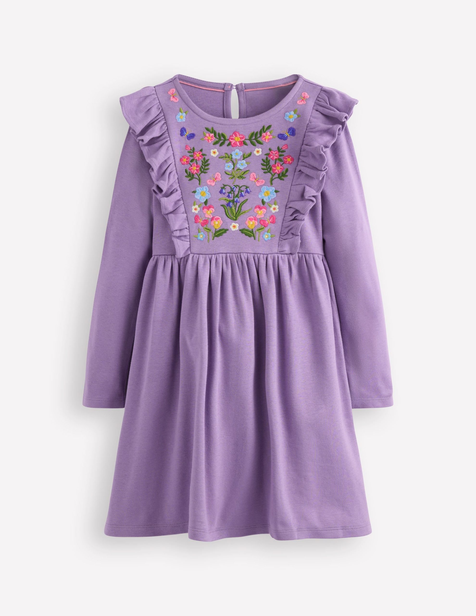 Embroidered Bodice Dress-Grape Lilac