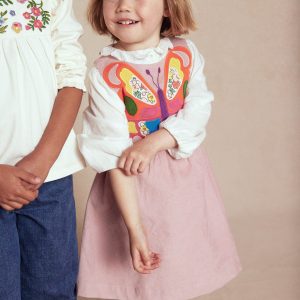 Cord Appliqu?? Pinafore Dress-Formica Pink Butterfly