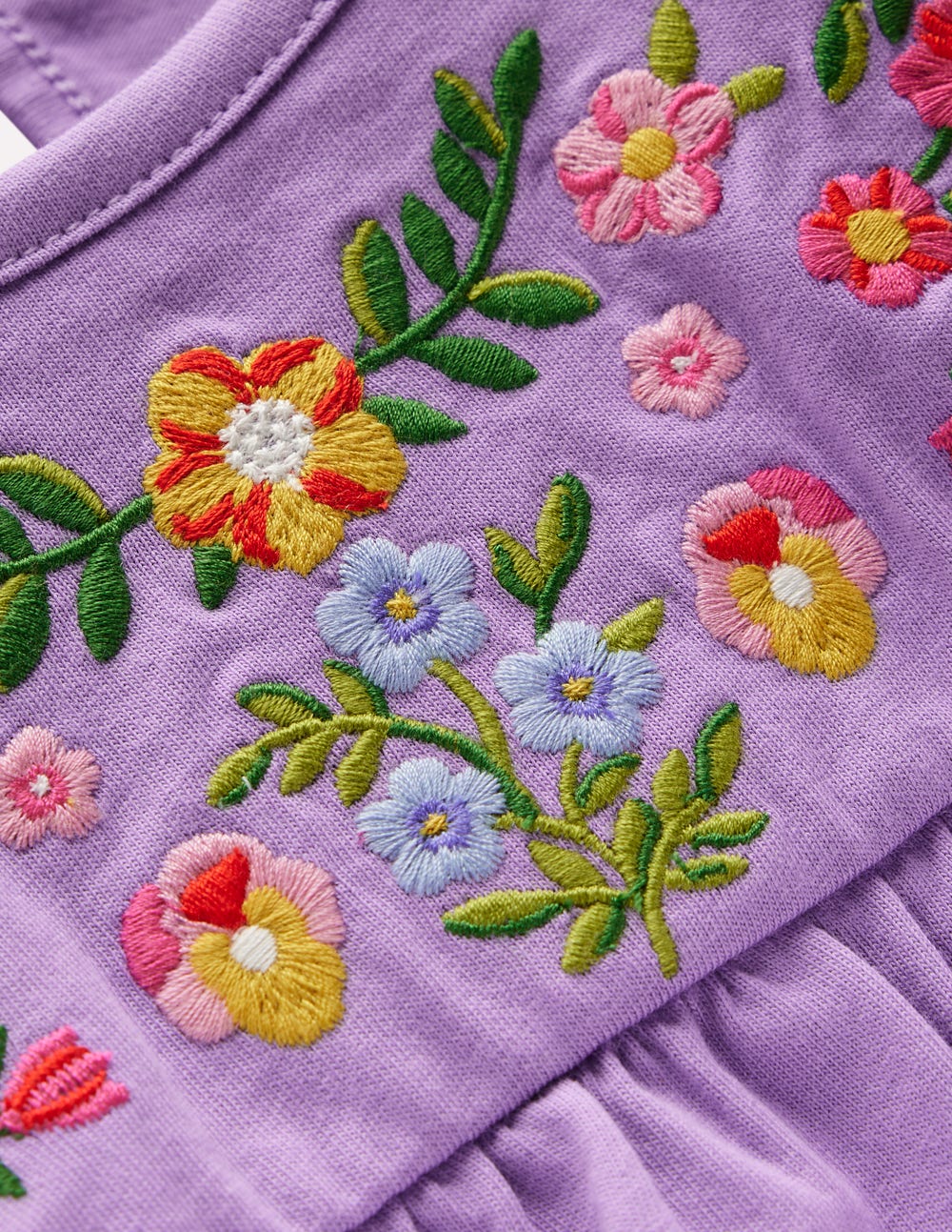 Embroidered Jersey Yoke Top-Aster Purple Embroidery - Image 3