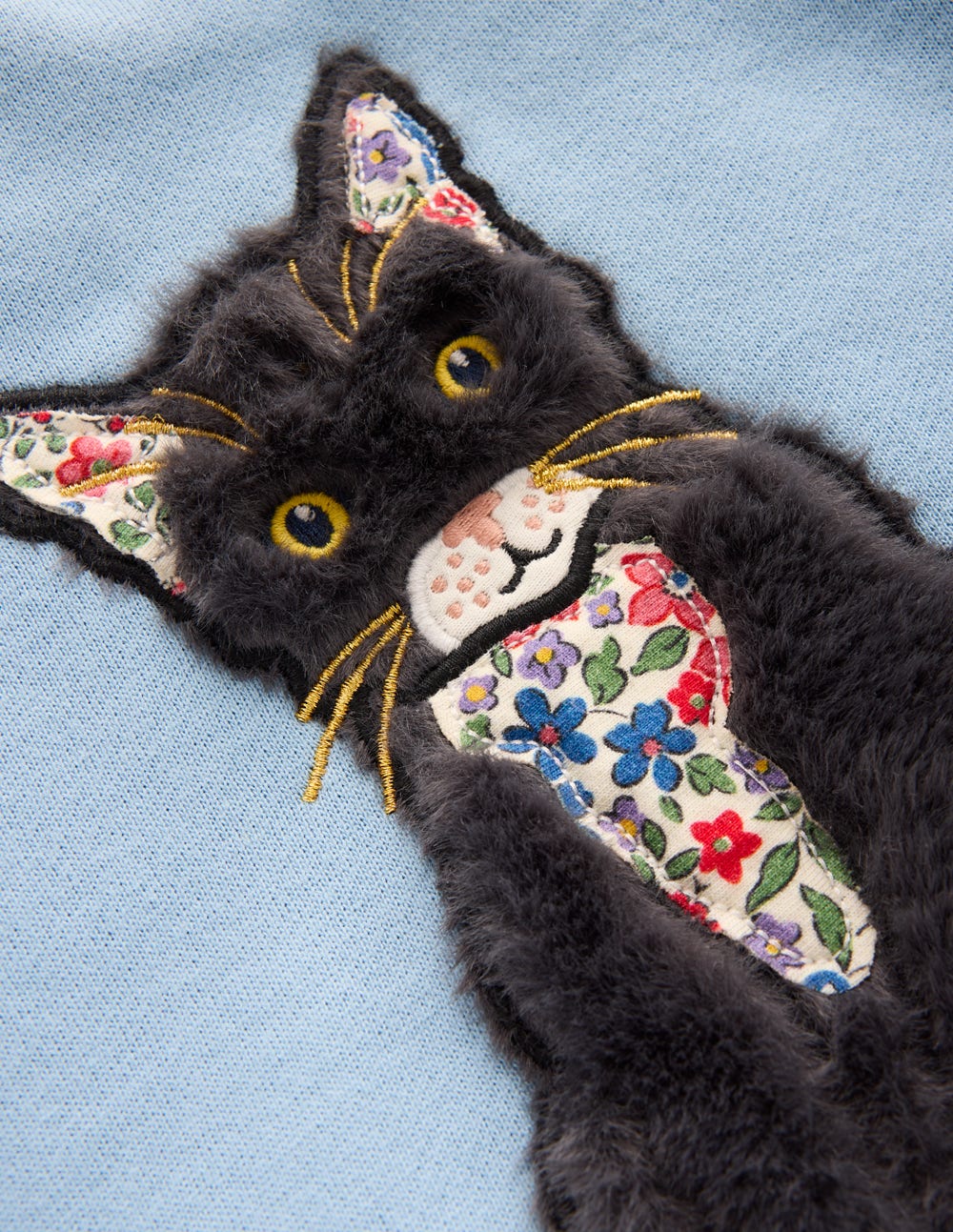 Applique Sweatshirt-Glacier Blue Cat - Image 3