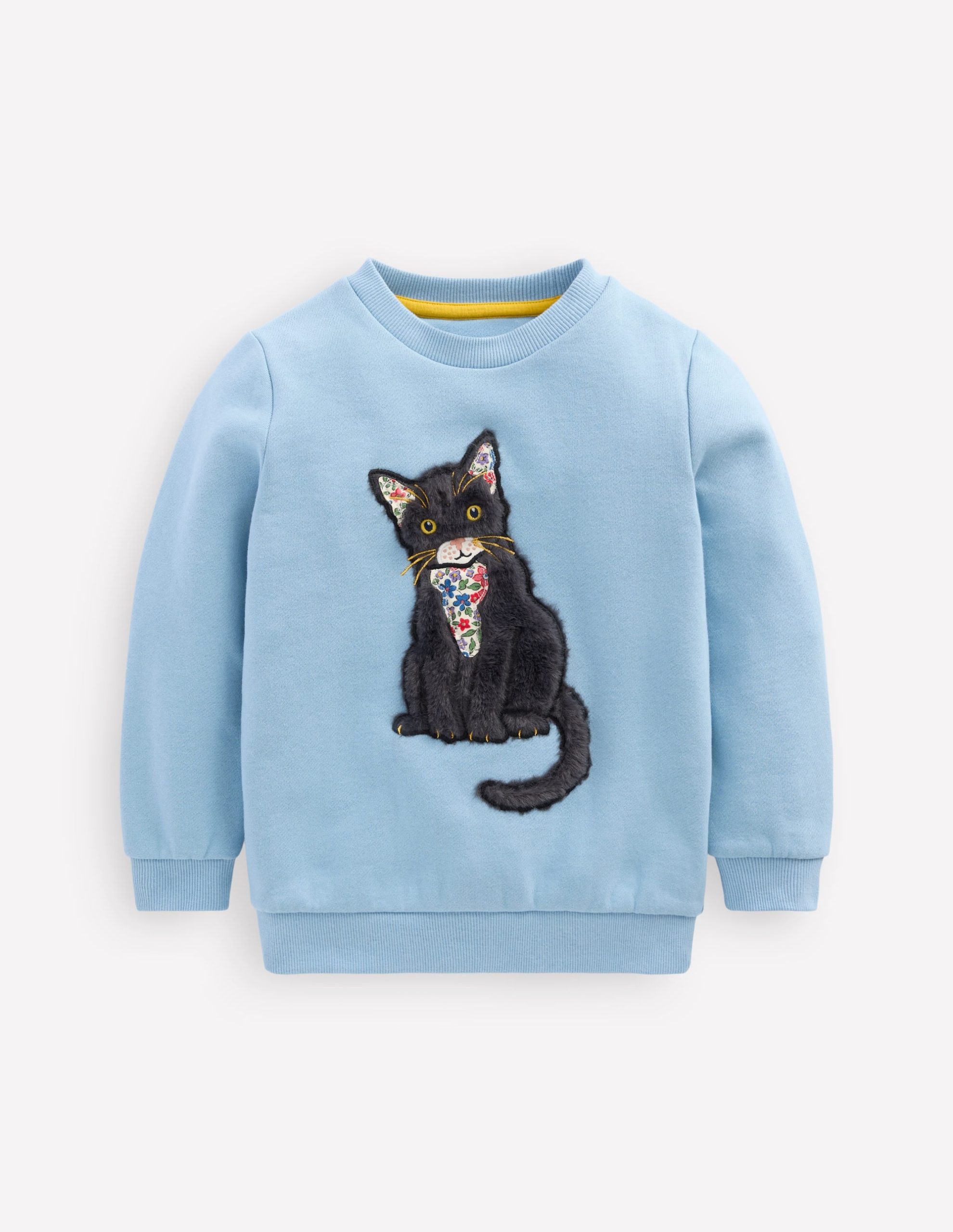 Applique Sweatshirt-Glacier Blue Cat