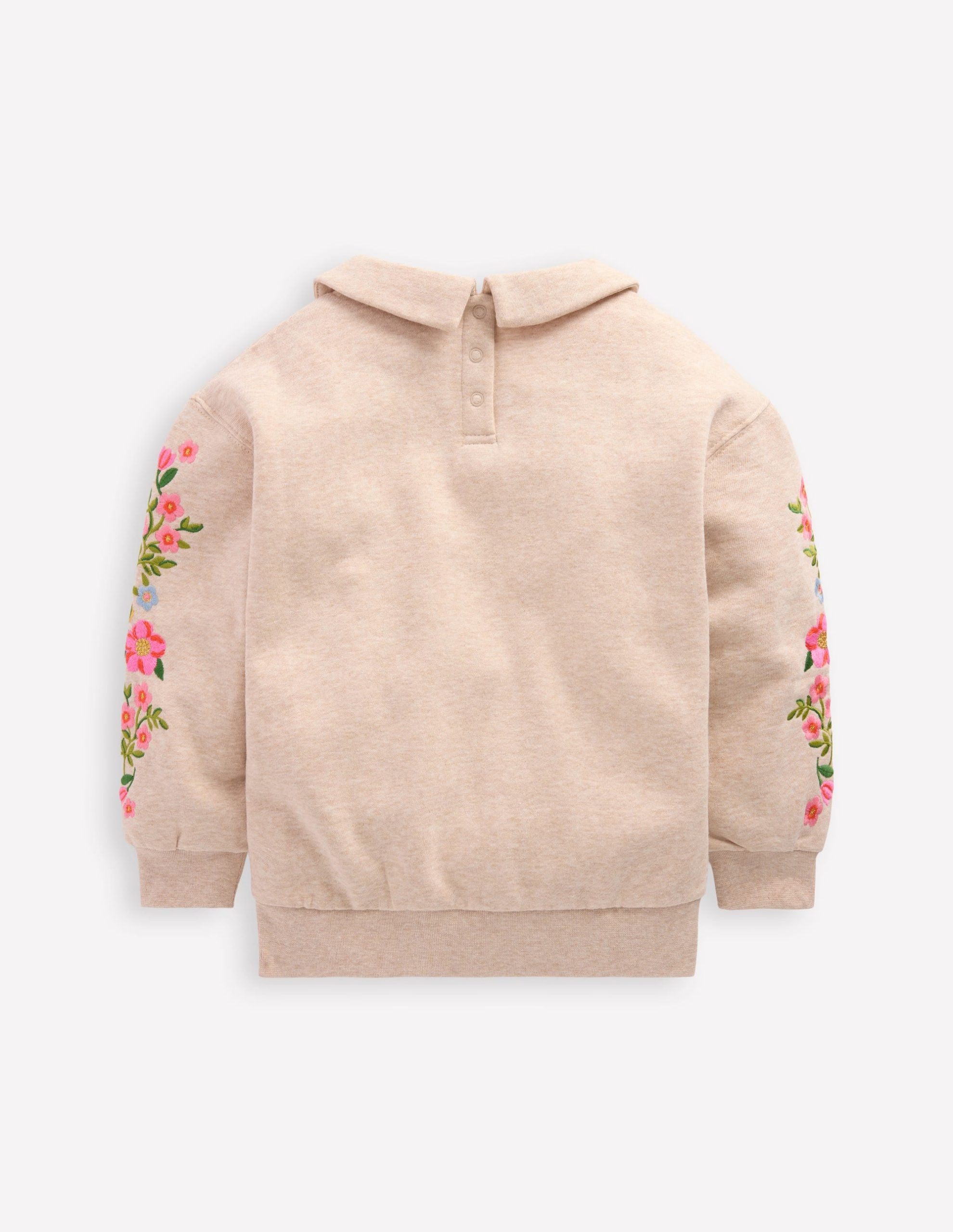 Embroidered Sweatshirt-Oatmeal Marl Embroidery - Image 2