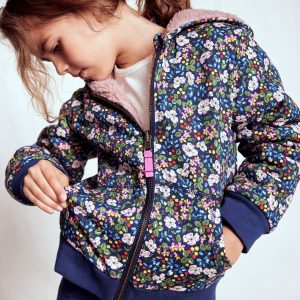 Reversible Borg Hoodie-Starboard Blue Berry Floral