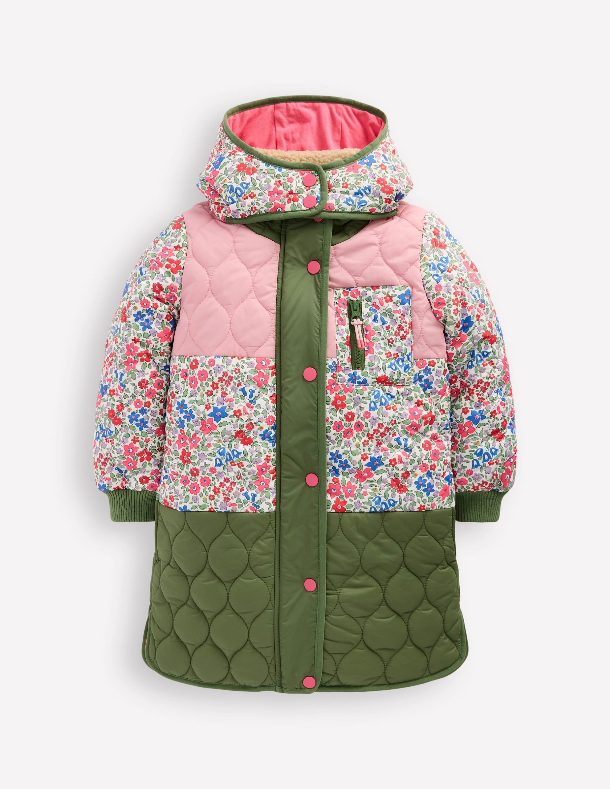 Cosy Longline Coat-Rose Pink Flowerbed