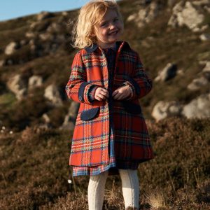 Wool Blend Coat-Red Check