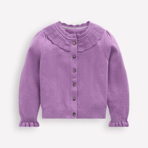 Pretty Ruffle Cardigan-Aster Purple Marl