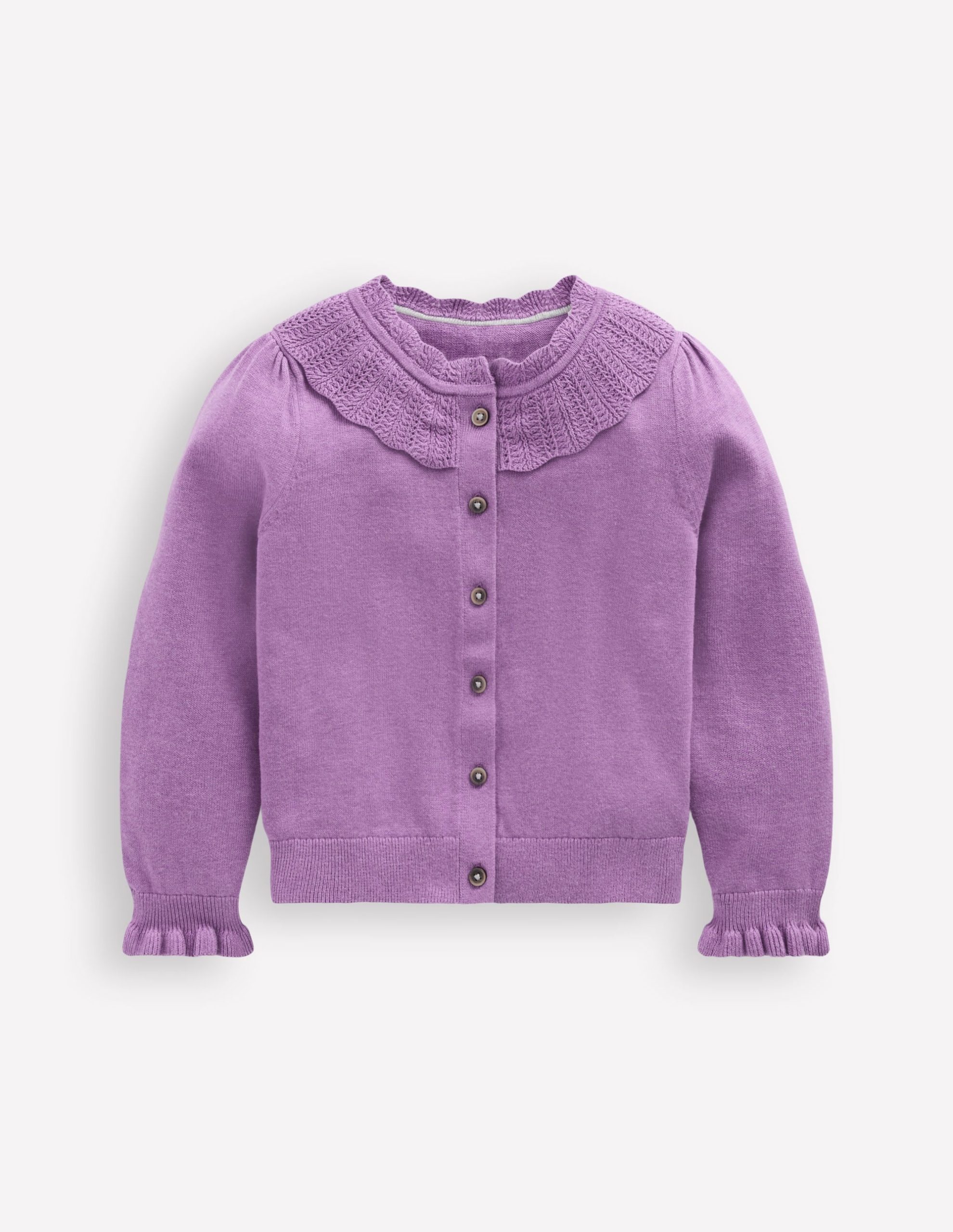 Pretty Ruffle Cardigan-Aster Purple Marl