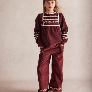 Embroidered Lace Top-Chestnut Embroidery