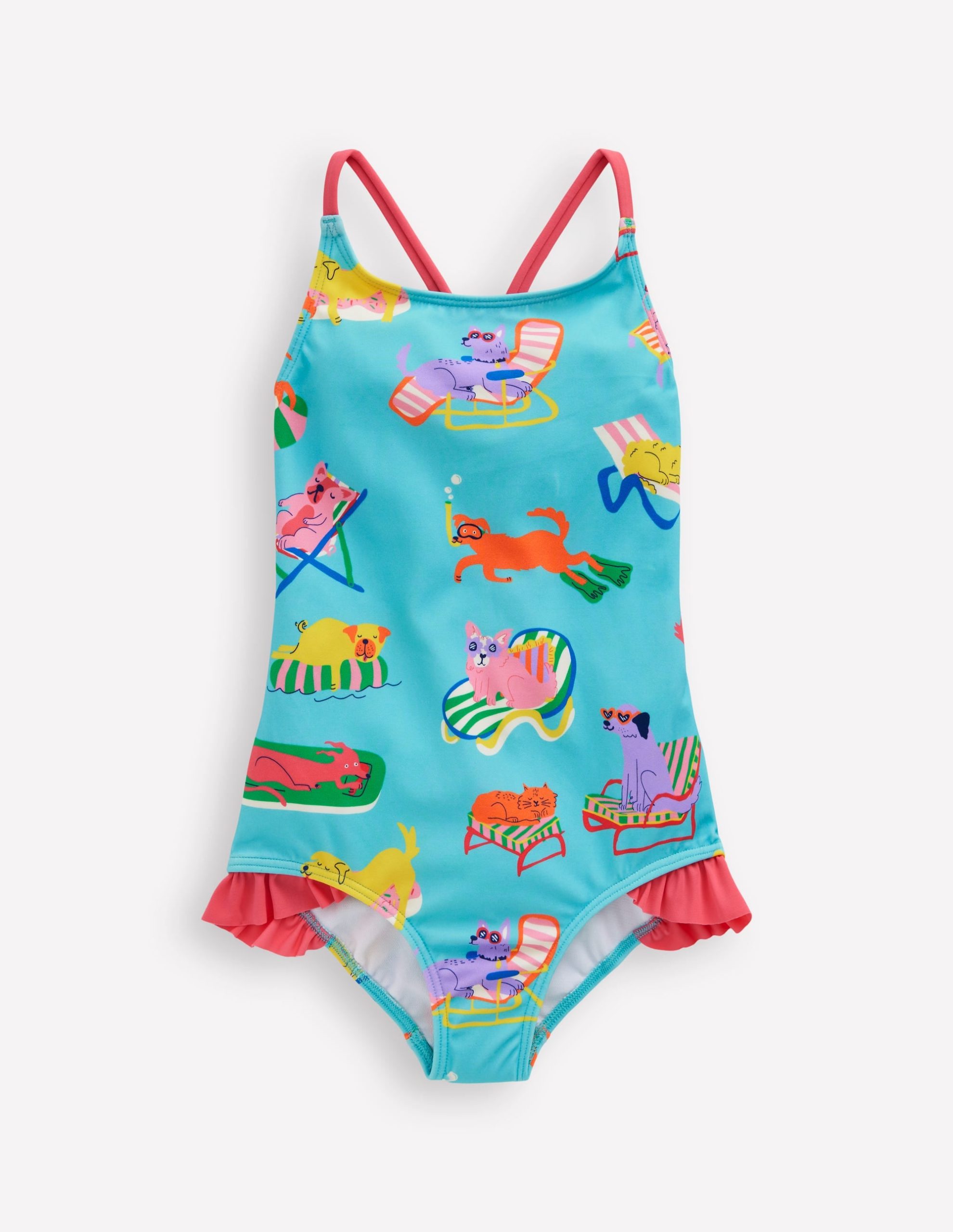 Pretty Cross-Back Swimsuit-Caribbean Blue Poolside Pets