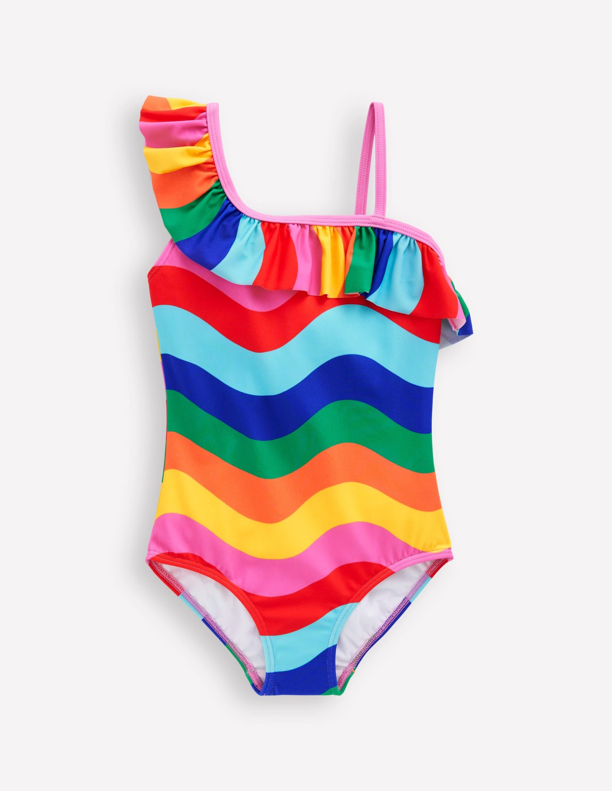 Lila One Shoulder Swimsuit-Multi Rainbow Wave - Image 2