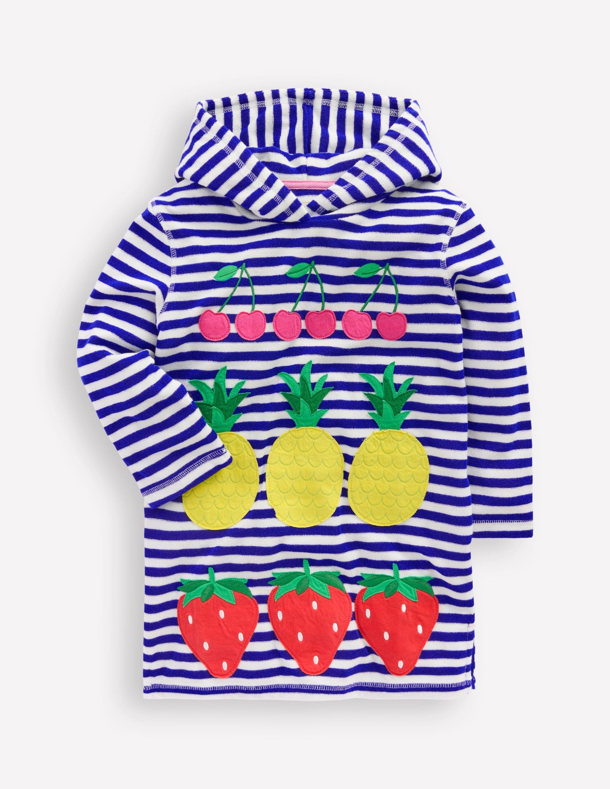 Mara Towelling Throw-On-Bright Blue Fruit Stripe - Image 2