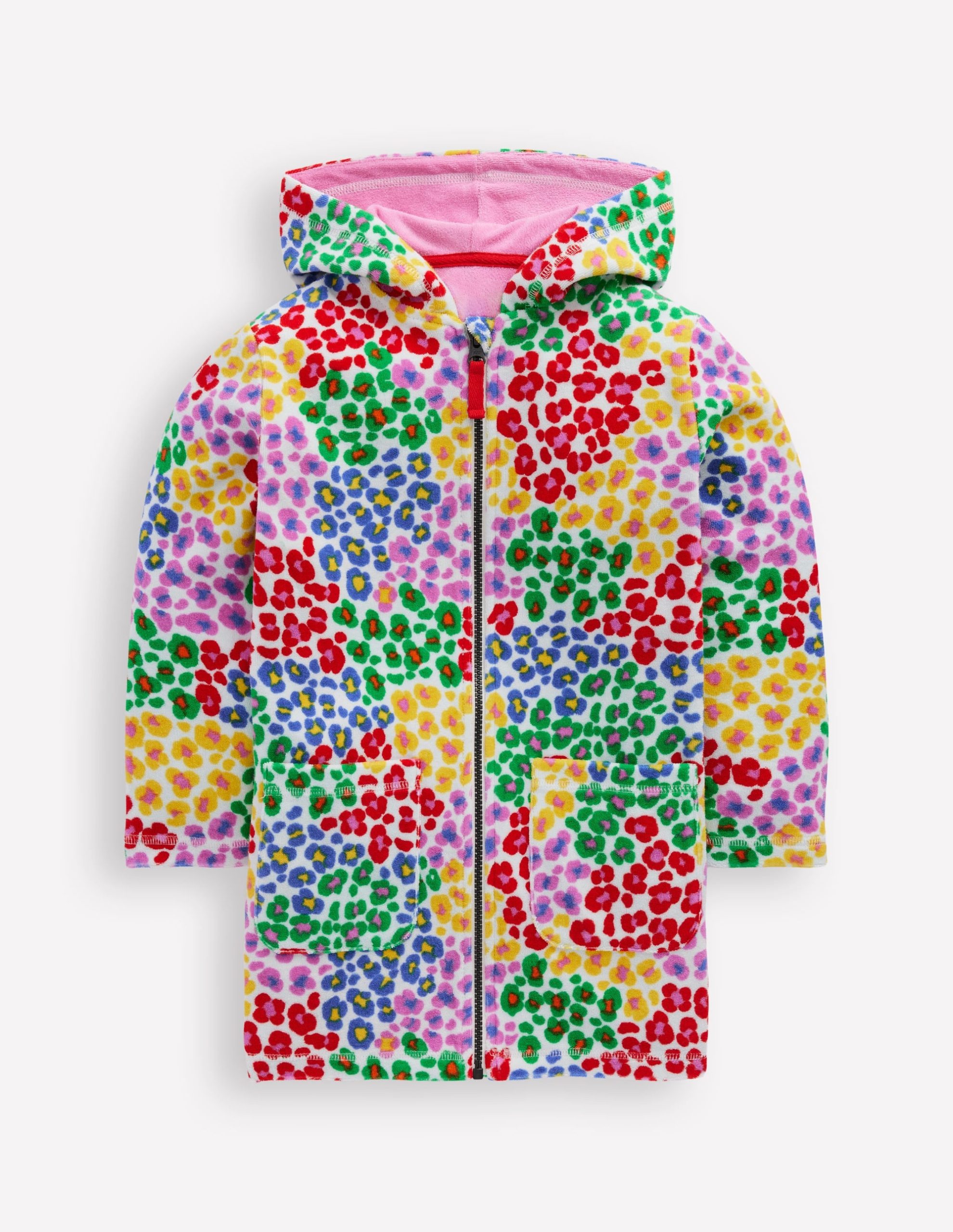 Romie Towelling Zip Throw-On-Multi Rainbow Leopard - Image 2