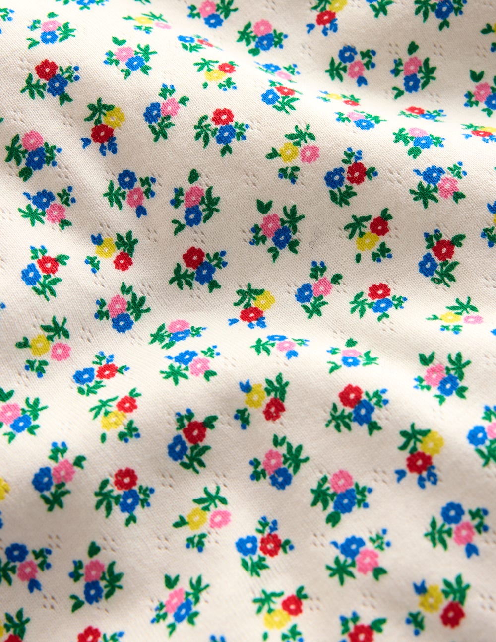 Short Sleeve Pointelle Top-Soft Ivory Ditsy Floral - Image 3