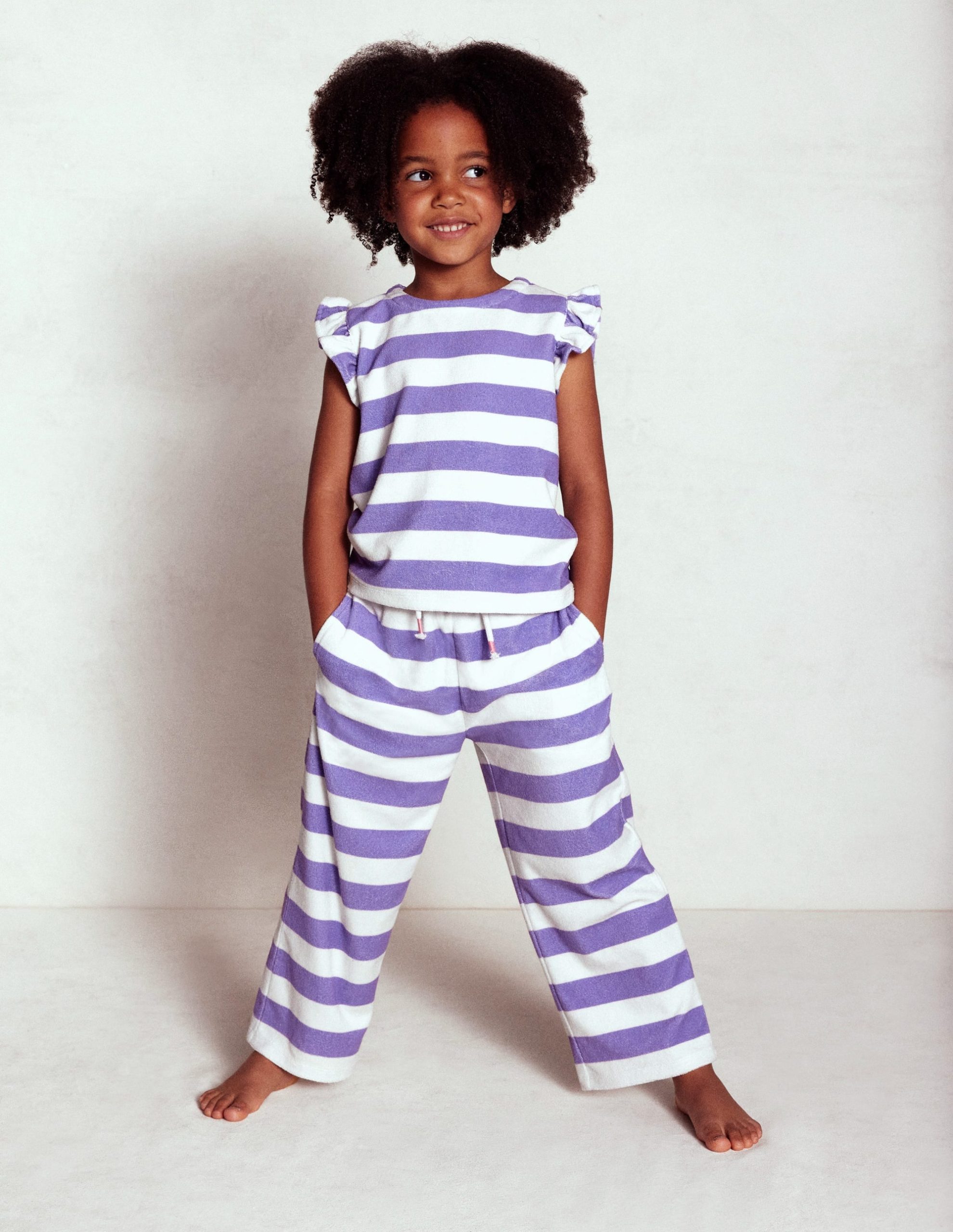 Towelling Pants-Soft Ivory/Aster Purple - Image 2