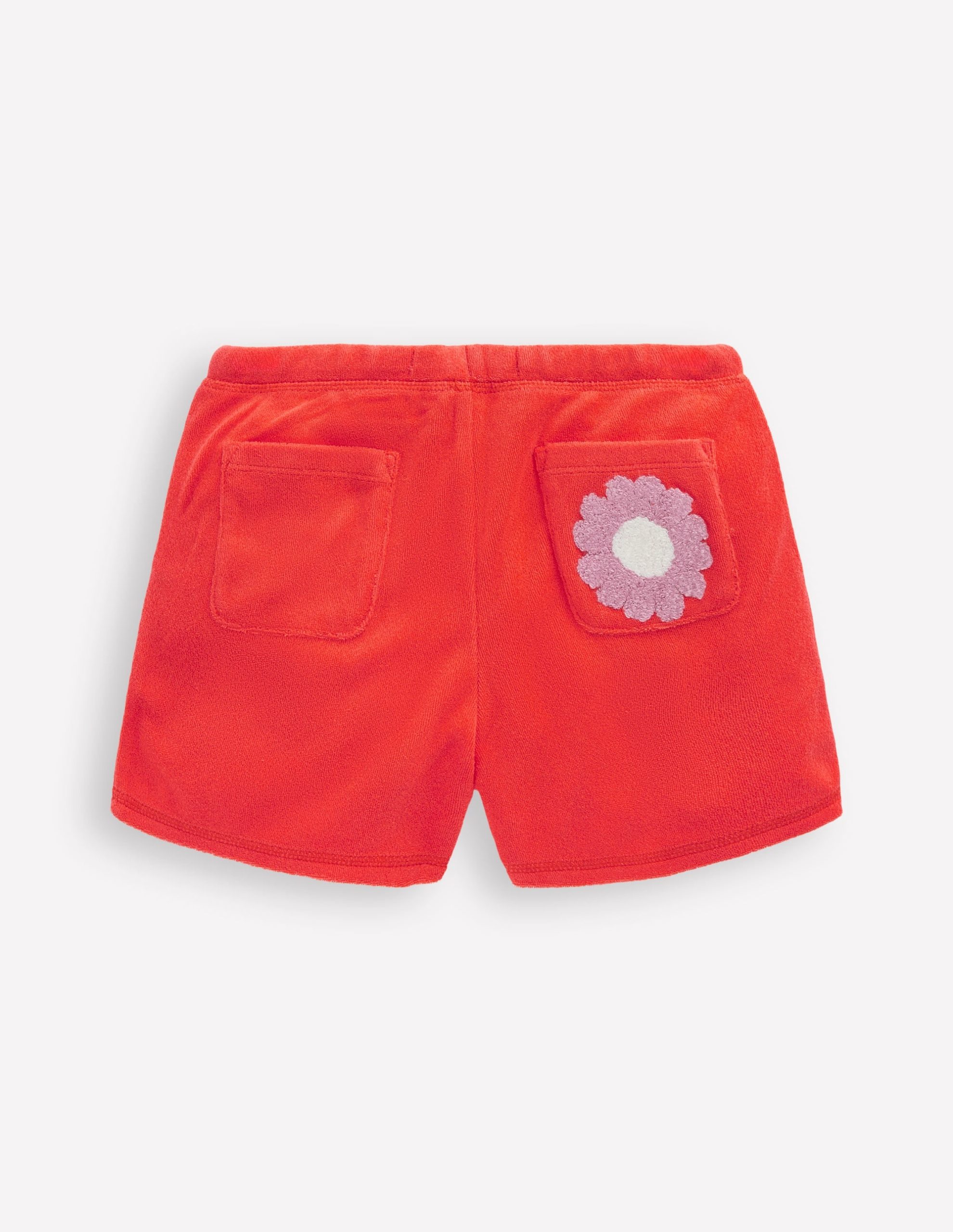 Printed Towelling Short-Coral Orange Flowers - Image 3
