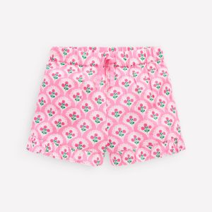 Juniper Woven Frill Shorts-Pink Rose Woodblock Floral