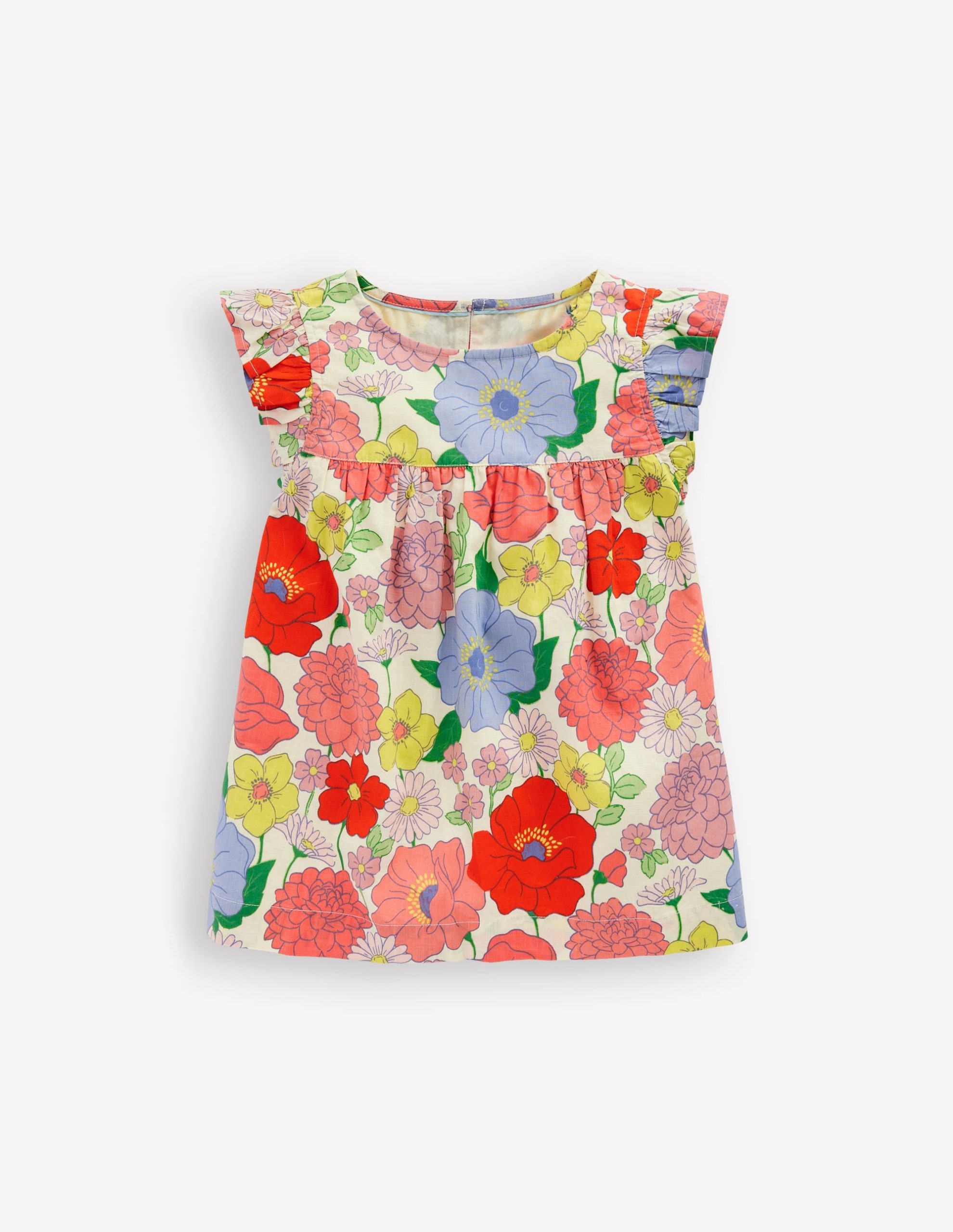 Frill Sleeve Woven Top-Multi Summer Garden - Image 5