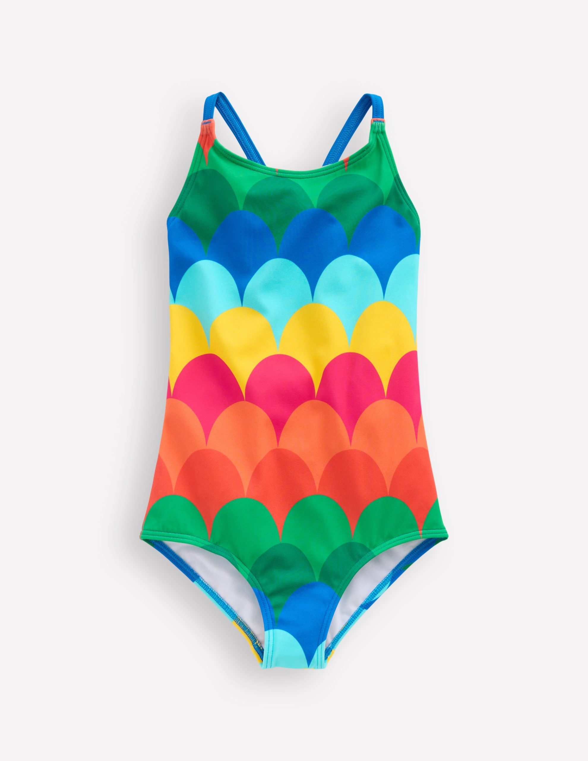 Selena Rainbow Strap Swimsuit-Multi Scallop Stripe