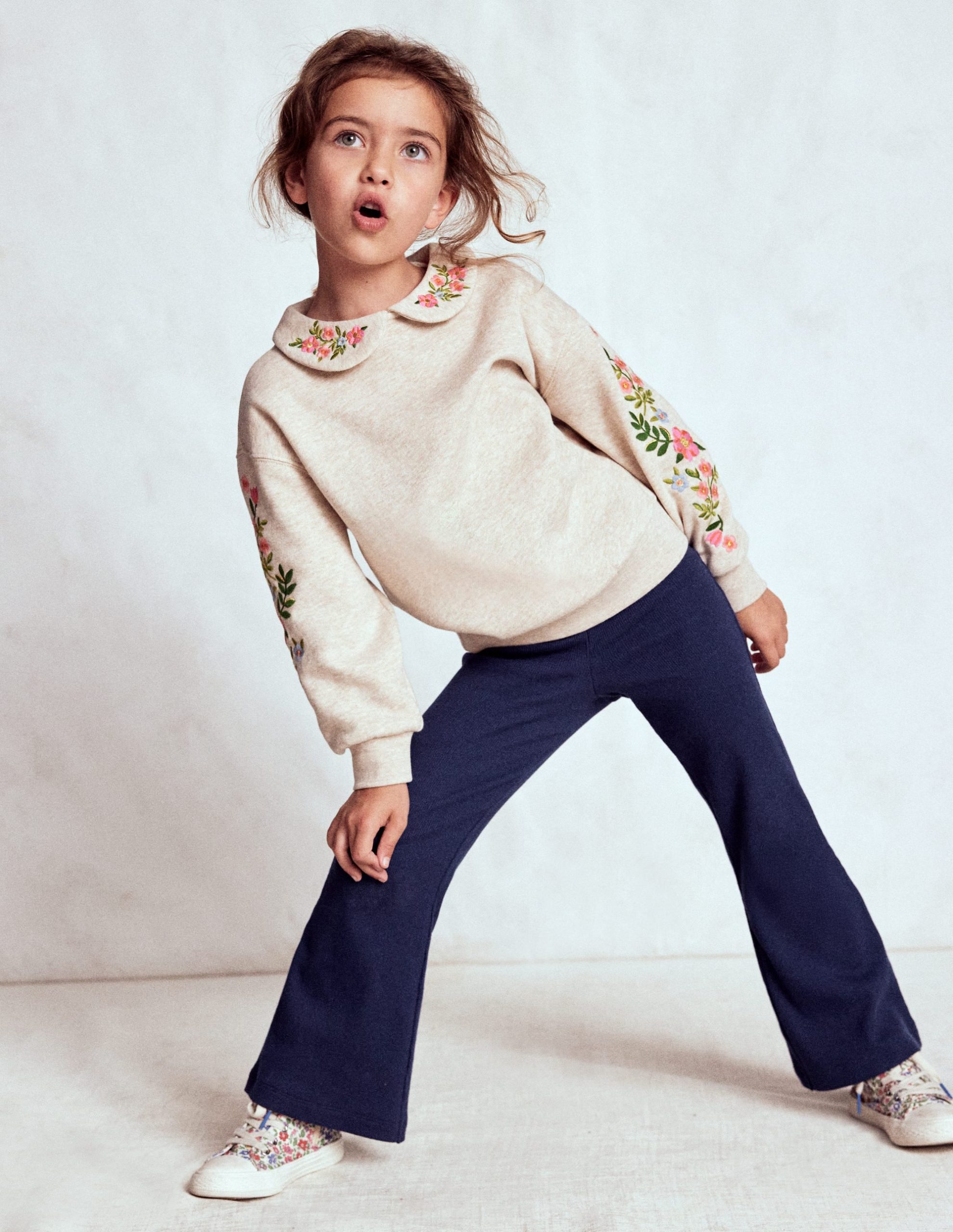 Ribbed Flare Leggings-College Navy