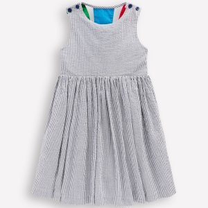 Zadie Applique Back Dress-Navy/ Ivory Stripe Sunray