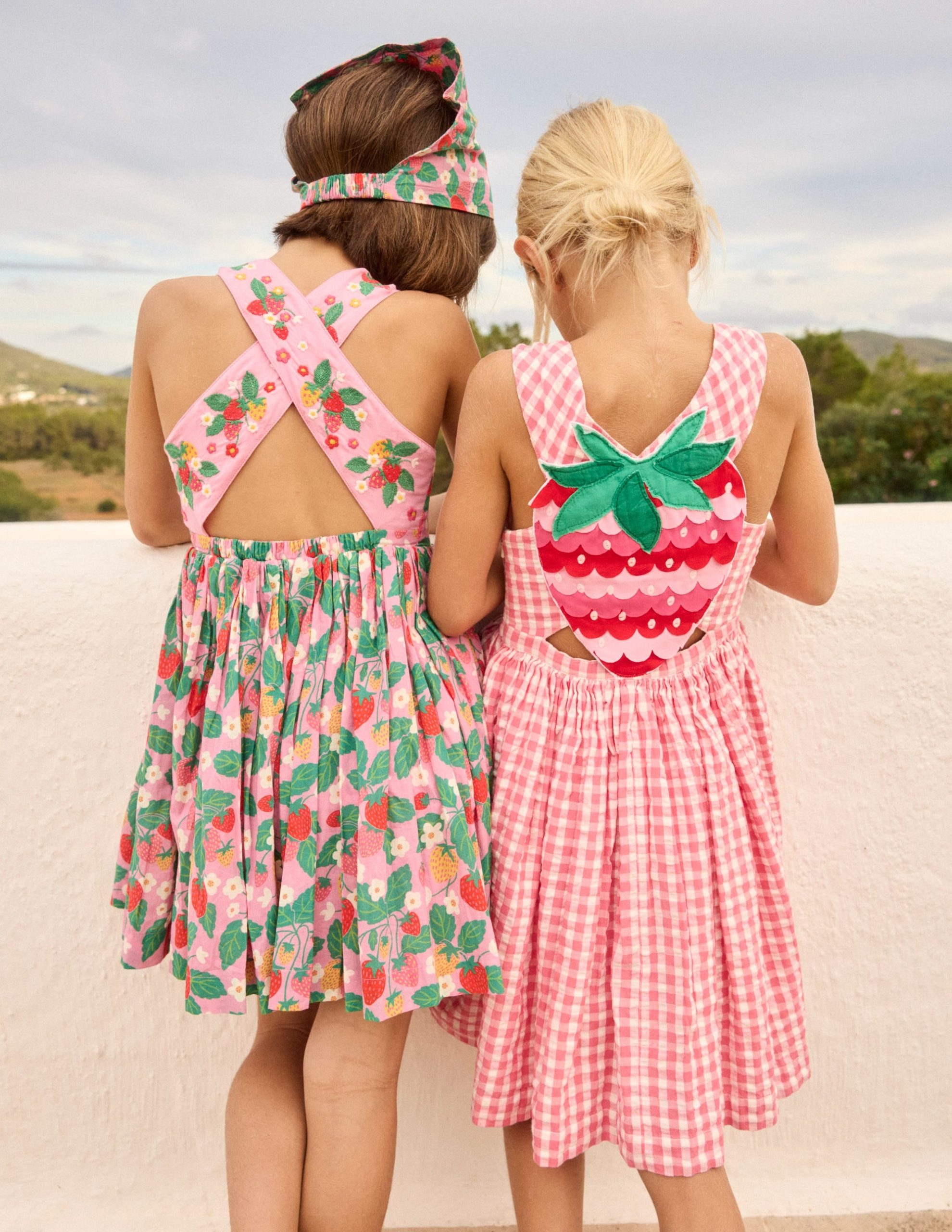 Zadie Applique Back Dress-Pink Gingham Strawberry - Image 5