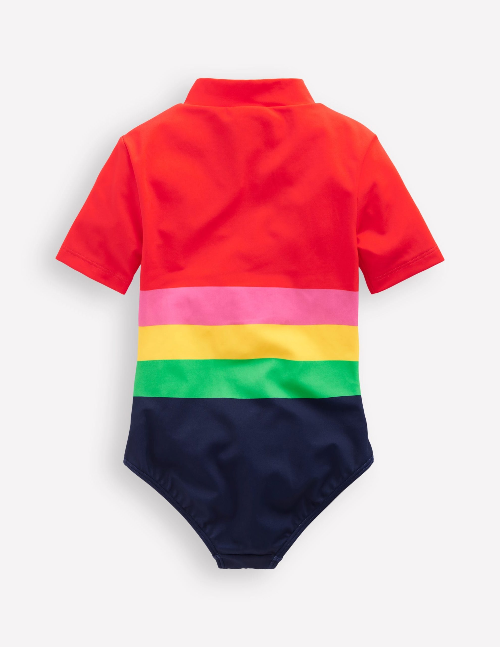 Short-sleeved Swimsuit-Red Multi Stripe - Image 2