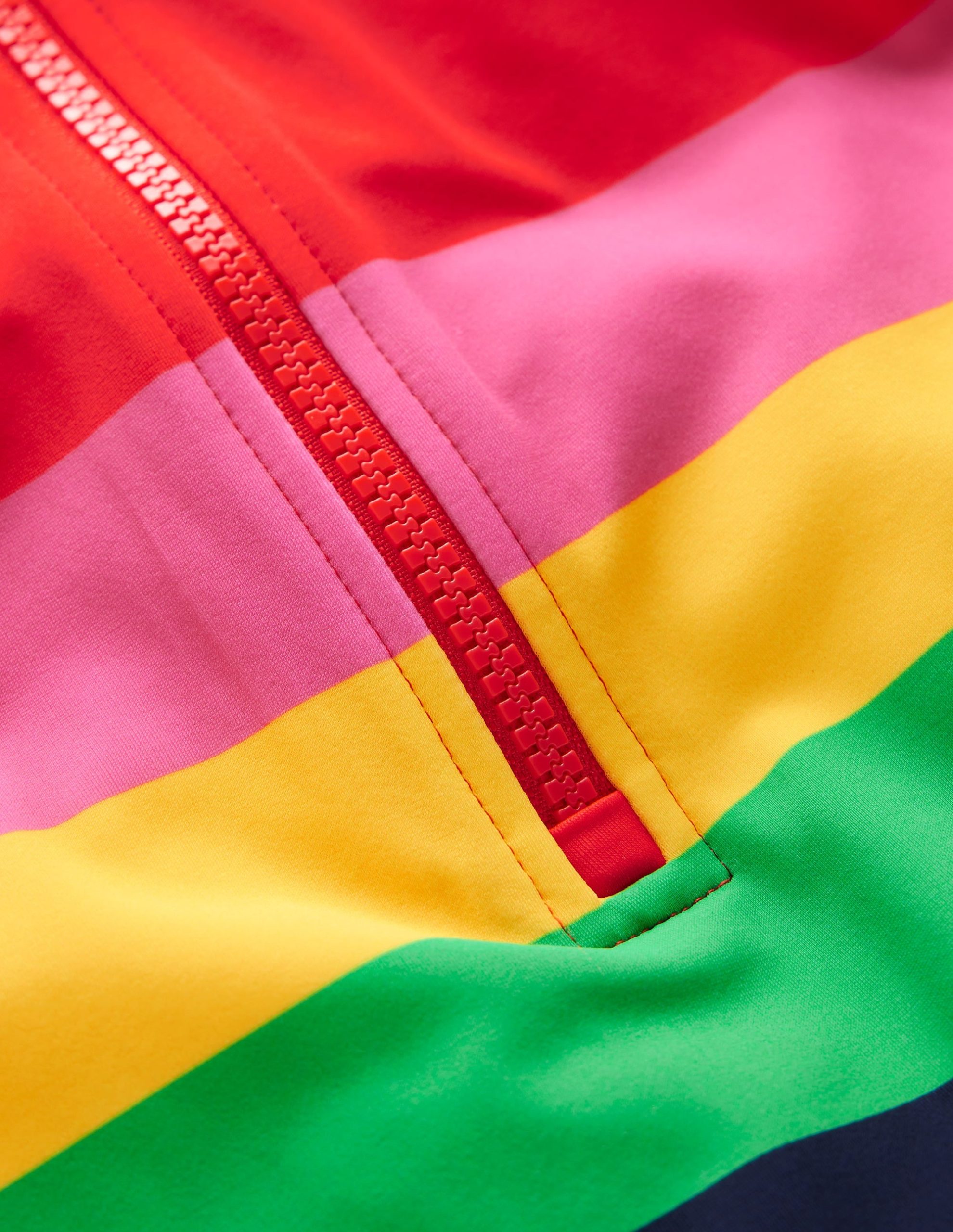 Short-sleeved Swimsuit-Red Multi Stripe - Image 3