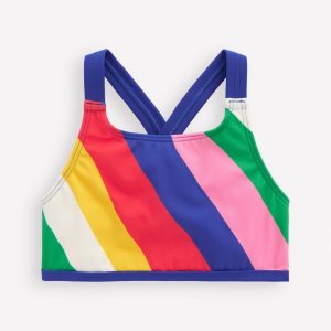 Cross-back Bikini Top-Multi Rainbow Swirl