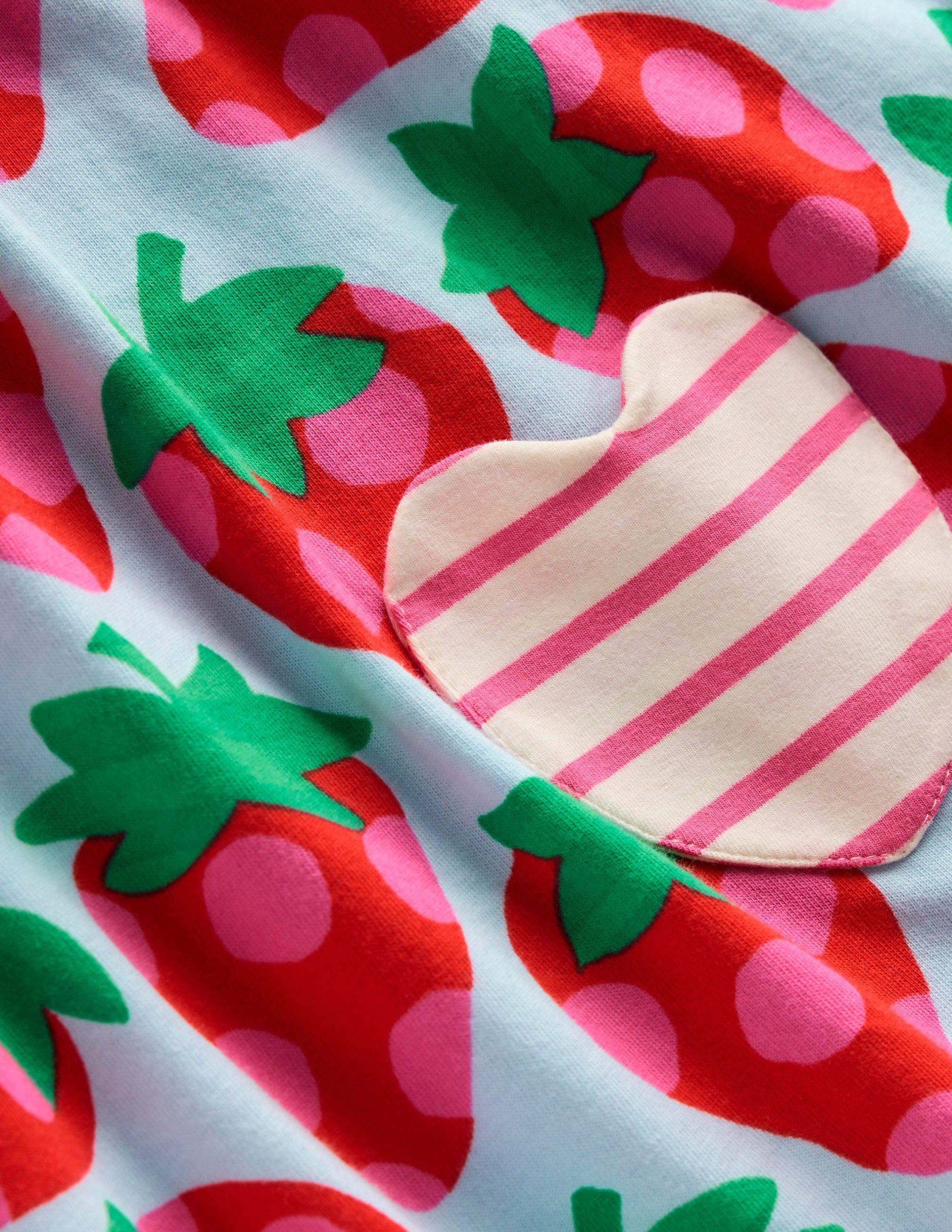 Short-sleeved print tunic set-Misty Blue Strawberry - Image 3