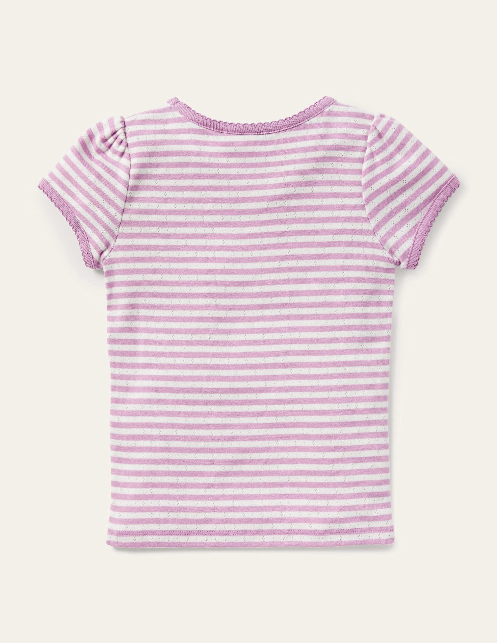 Short Sleeve Pointelle Top-Sugared Lilac - Image 2