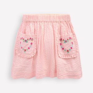 Applique Pocket Skirt-Cosmos Pink Daisy Chain